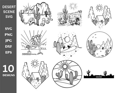Desert Landscape Svg Png Mountain Scene Svg Svg Files For Cricut