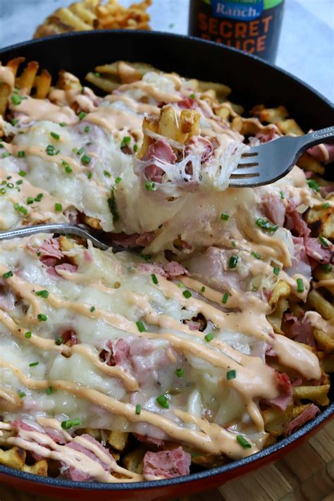 Reuben Waffle Fries with Smokehouse Secret Sauce - Slice of Jess