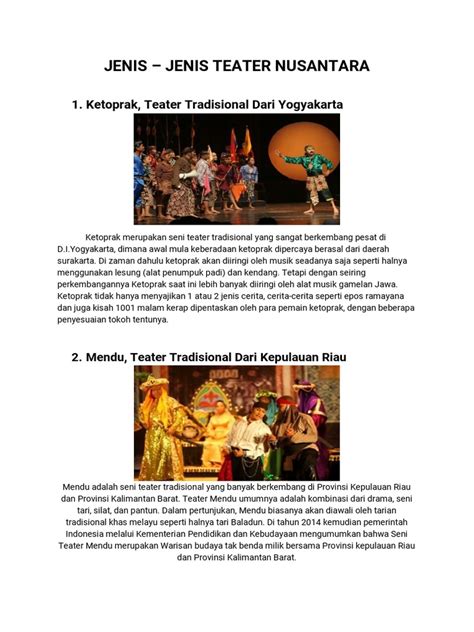 Jenis Jenis Teater Tradisional Indonesia Pdf