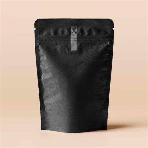 Pouch Packaging Bag Black Mockup Standup Zipper Matte Plastic Container