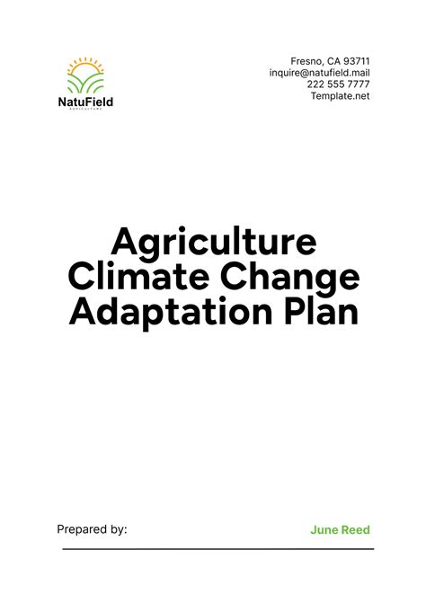Free Agriculture Climate Change Adaptation Plan Template to Edit Online