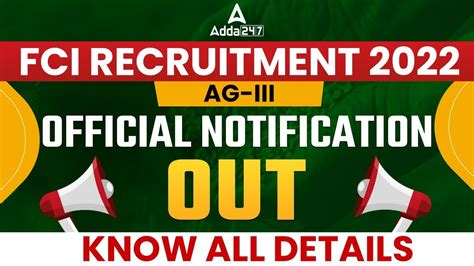 Fci Ag Notification Vacancies Fci Recruitment