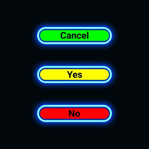 Button Cancel Yes And No With Neon Or Icon For Website Mobile