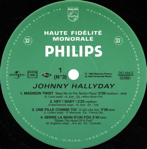 Johnny Hallyday LP 25 Cm Madison Twist 063 664 0