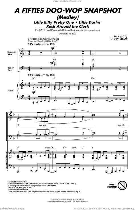 A Fifties Doo Wop Snapshot Medley Sheet Music For Choir Satb