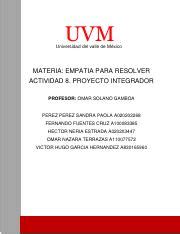 Actividad 8 Proyecto Integrador Pdf UVM Universidad Del Valle De