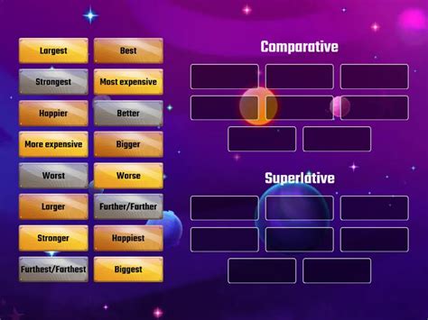 Comparative Superlative Classifications Ordenar Por Grupo