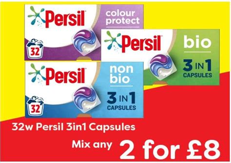 Persil 3 in 1 Capsules 32 Pack, 2 for £8 at FarmFoods | hotukdeals