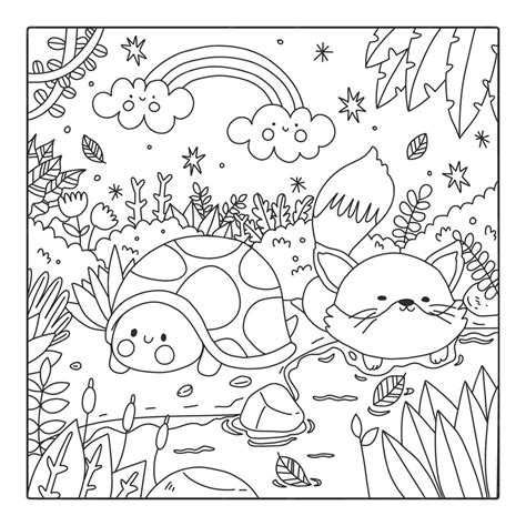 Free Vector Hand Drawn Kawaii Coloring Book Illustration