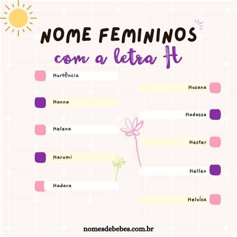Nomes de Menina com H