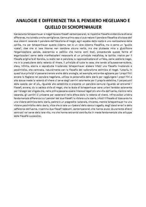 Analogie E Differenze TRA IL Pensiero Hegeliano E Quello DI
