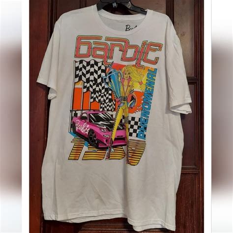 Barbie Tops Nwot Barbie Phenomenal Hot Pink Race Car Tee Shirt Poshmark
