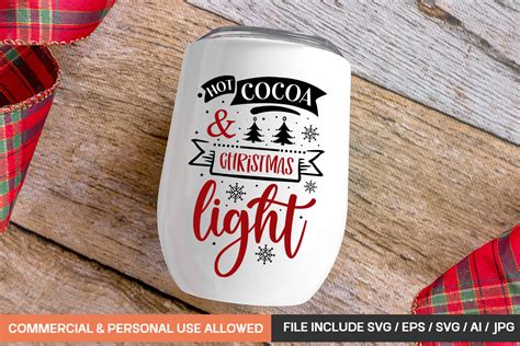 Hot Cocoa Christmas Light Mug Svg Desi Graphic By Gatewaydesign Creative Fabrica