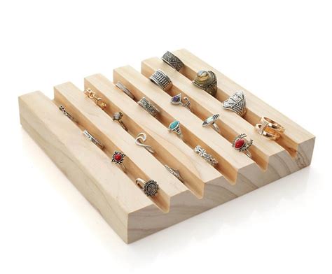 Wood Ring Display Wooden Jewelry Organizer Stand Ring Stand Etsy Uk