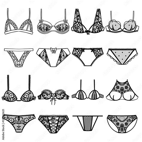 Collection Of Lingerie Panty And Bra Set Stock Vector Adobe Stock