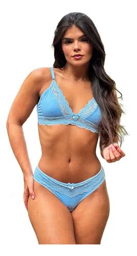 Conjunto Lingerie Sem Bojo Fio Duplo Microfibra Poliamida Parcelamento Sem Juros