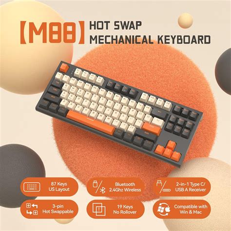 Ziyoulang M Wireless Gaming Keyboard Hot Swappable Tkl Mechanical Keyboard Bluetooth Ghz