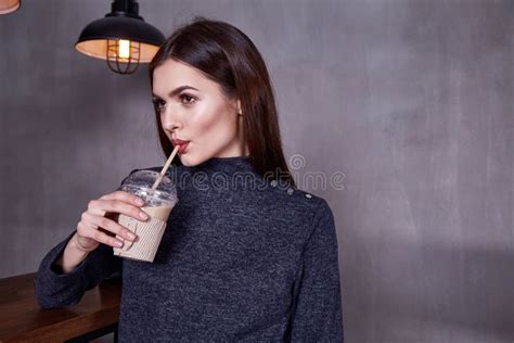 Fashion Style Woman Perfect Body Shape Brunette Hair Wear Beautiful