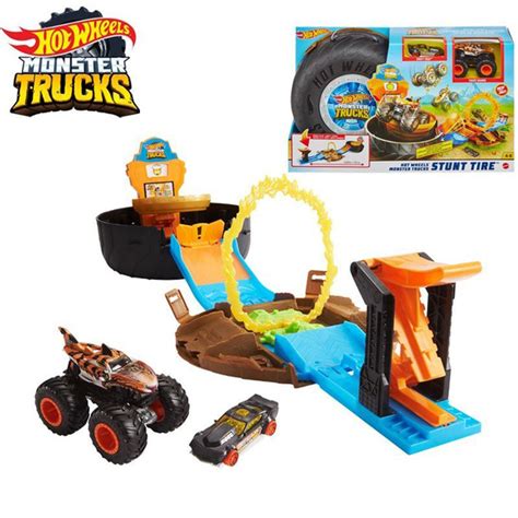Игрушечный трек Mattel Hot Wheels Монстр Трак Трюкова арена STUNT TIRE TIGER SHARK DRIFT ROD