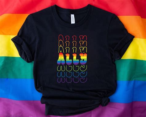 Ally Rainbow Flag T Shirt Gay Pride Shirt Ally LGBTQ Shirt Rainbow Flag Shirt Equality