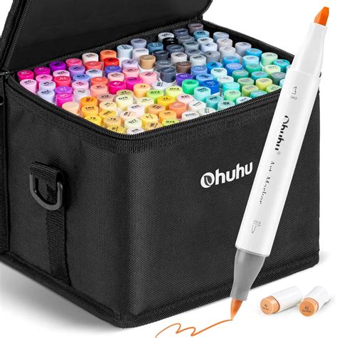 Ohuhu 120 Color Alcohol Art Markers Set Dual Tip Brush Chisel