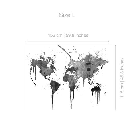 World Map Watercolor Decal Watercolor World Map Wall - Etsy
