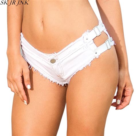 Sexy Booty Cheeky Denim Bikini Micro Mini Shorts Thong Jeans Triangle Low Rise Waist Skinny