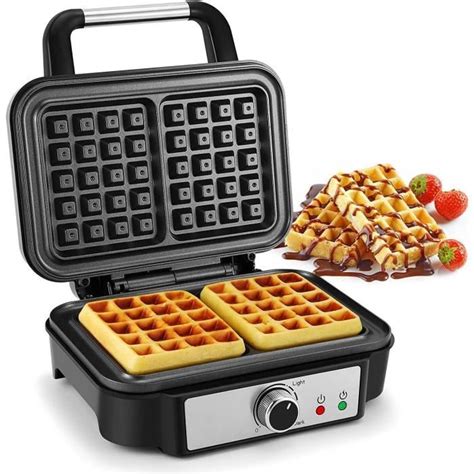 Gaufre Belge Gaufrier Double Avec 5 Boutons De Brunissage 2 Gaufres