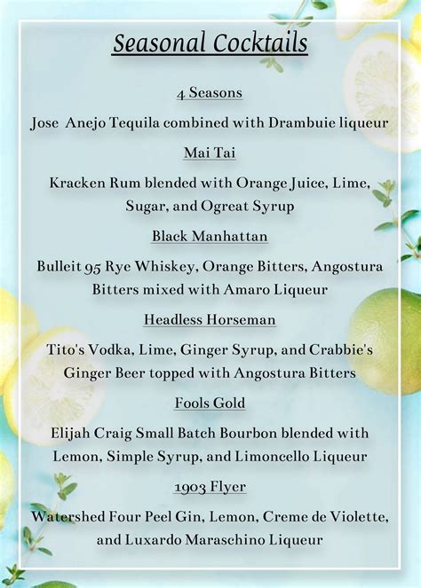 New Seasonal Cocktails!