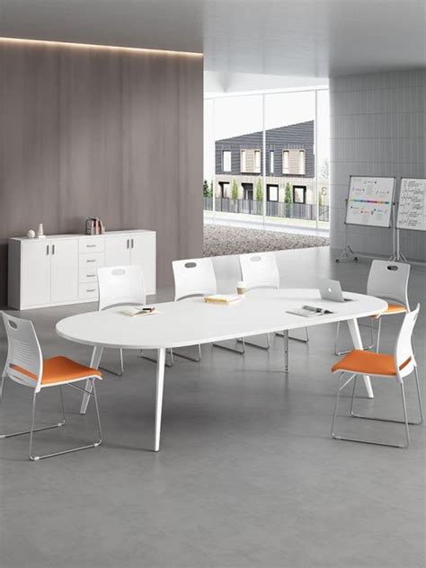 Conference table, long table, simple and modern small desk, white ...