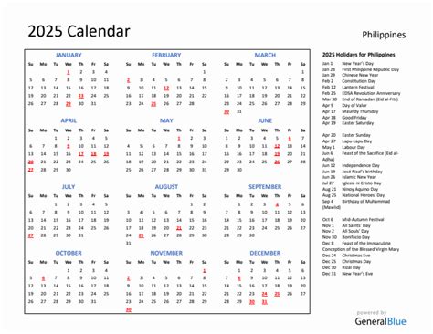 philippines  calendar  holidays