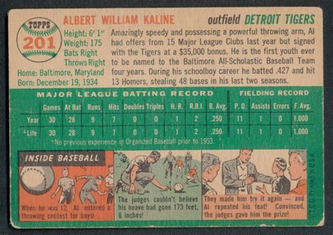 Al Kaline 1954 Topps 201 Rc Pristine Auction
