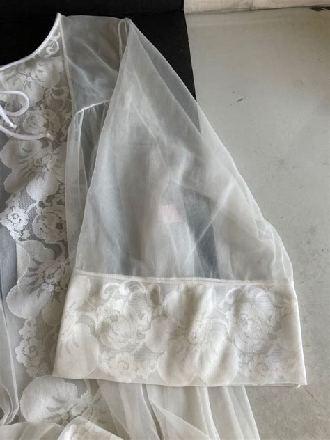 Vintage Lingerie Set White Peignoir And Match Sheer Gem