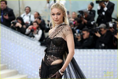 Full Sized Photo Of Gigi Hadid Wears Sheer Corset Dress For Met Gala 11