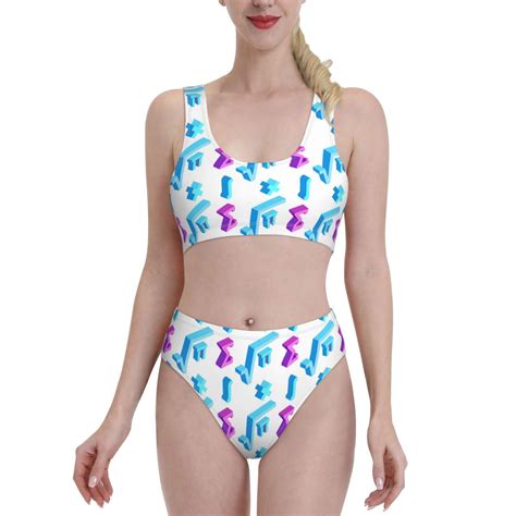 High Waisted Bikini Sets For Women Funny Math Symbol Print Piece Sporty Bathing Suit Swim