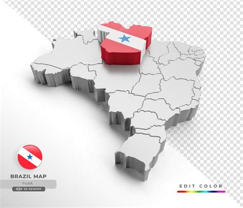 Mapa Do Brasil Com A Bandeira Do Estado Do Pará Em Renderização