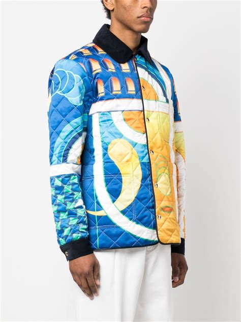 Casablanca Corduroy Collar Quilted Satin Jacket In Multicolor Modesens