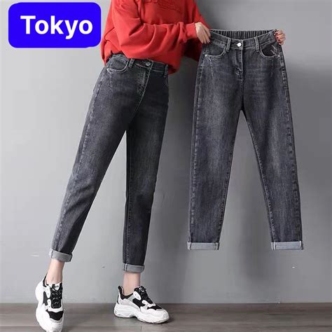 QUẦN BAGGY JEAN NỮ XANH LƯNG THUN CẠP CHUN NÂNG MÔNG HÀN QUỐC PR HOT TREND TOKYO