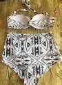 Two Piece Geo Print Halter High Waist Bikini Swimwear Stylesimo