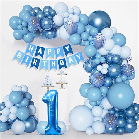 Decoration Anniversaire 1 An Garcon Bleu Arche Ballon Anniversaire 1