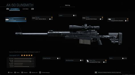 Call of Duty Warzone Sniper AX50 accesoires et équipement pour