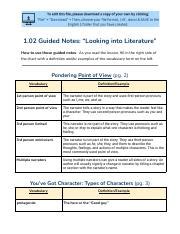 Understanding Literary Elements Guided Notes Overview Course Hero