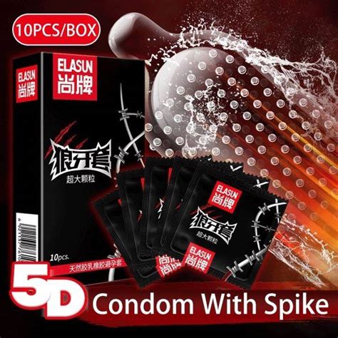 Kioska ELASUN Condom With Spike Silicone Spike Dotted Ribbed Condoms Sex Toys Condom For Men