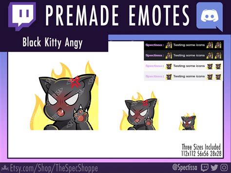 Black Cat Angy Rage Twitch Discord Emote Etsy