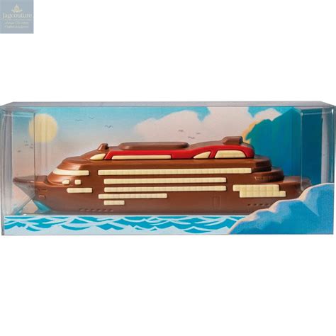 Decorated hollow milk chocolate cruise ship in acetate gift box - – Jag