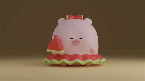 pig watermelon 3D model 3D printable | CGTrader