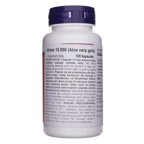 Now Foods Aloes 10000 mg Aloe Vera 100 kapsułek Medpak