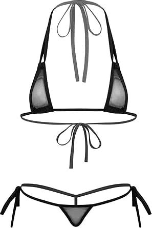 Amazon Eandarui Woman S Micro Extreme Bikini Lingerie Swimsuit Hater Neck Bra Tops Thongs