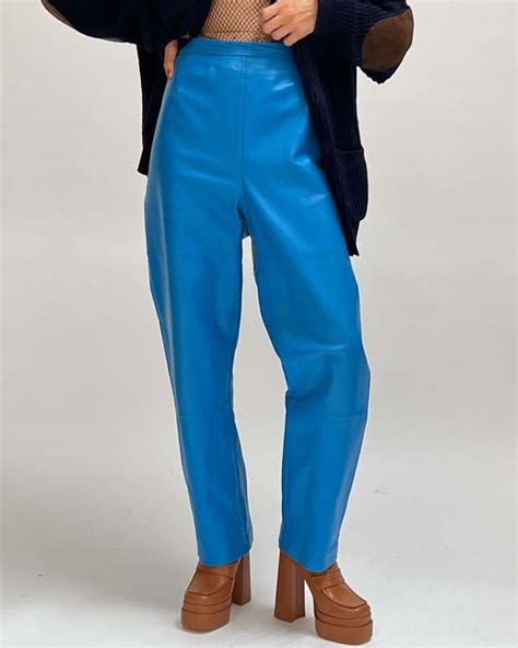 Leather Pants - Blue | Garmentory