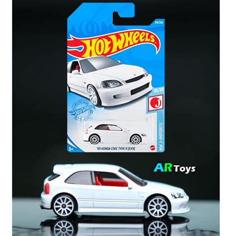 Hotwheels Honda Civic Type R Ek White Hot Wheels Crease Card Shopee Malaysia